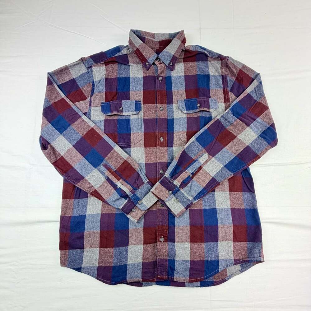 J.Crew Men’s iPlaid Flannel Button Down Shirt Windsor Wine Cotton Large